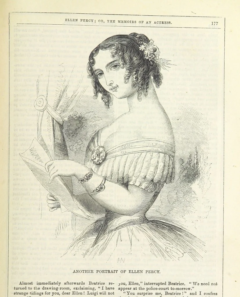 An illustration from Ellen Percy: or, the Memoirs of an Actress, 1856, leaf 191