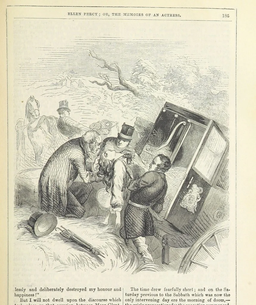 An illustration from Ellen Percy: or, the Memoirs of an Actress, 1856, leaf 199