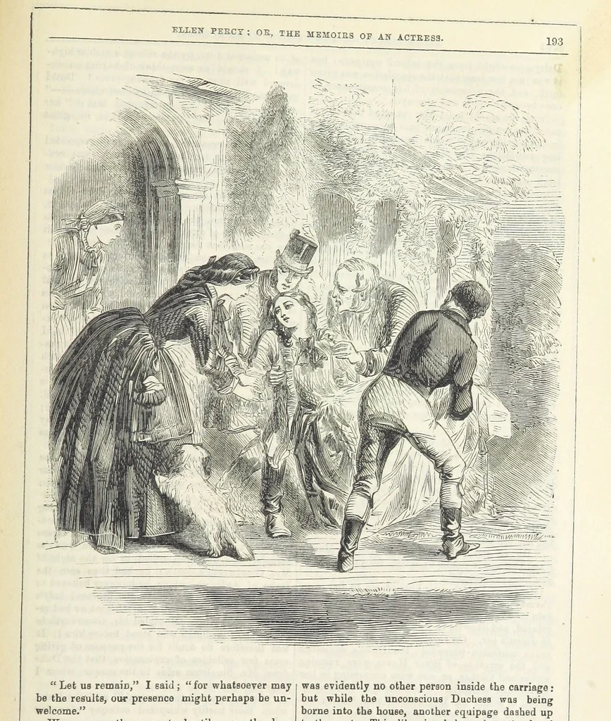 An illustration from Ellen Percy: or, the Memoirs of an Actress, 1856, leaf 207