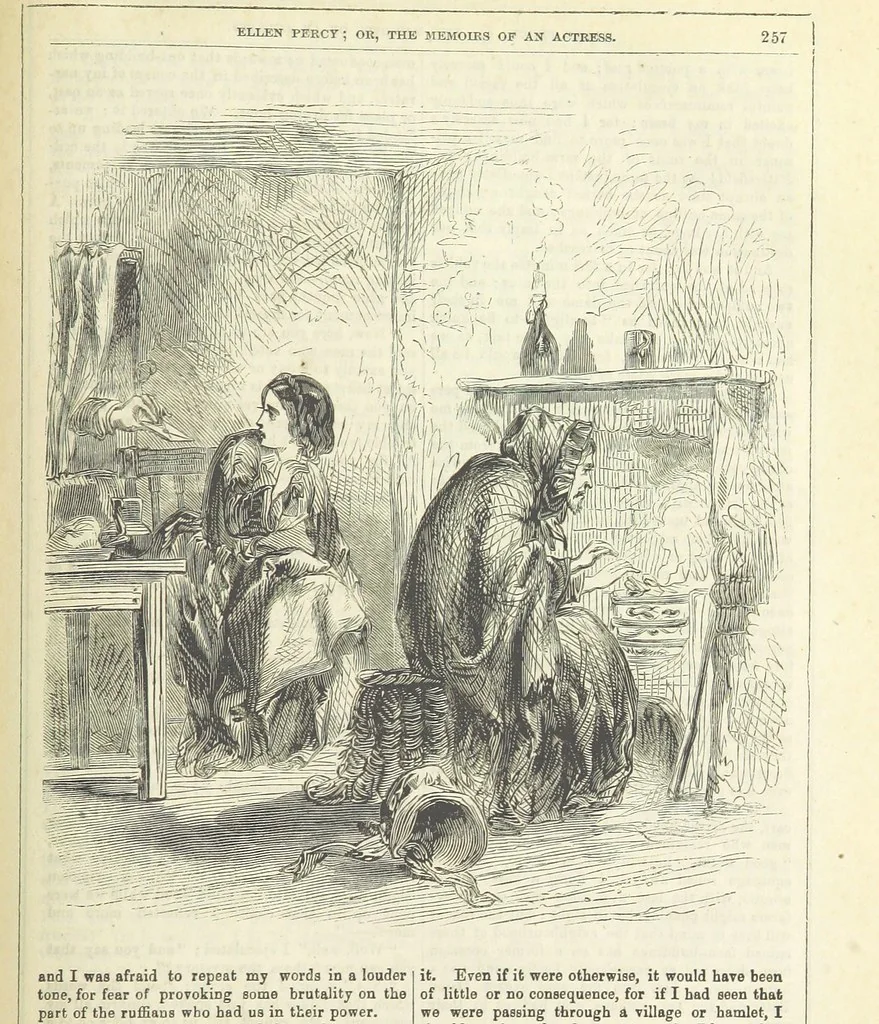 An illustration from Ellen Percy: or, the Memoirs of an Actress, 1856, leaf 271