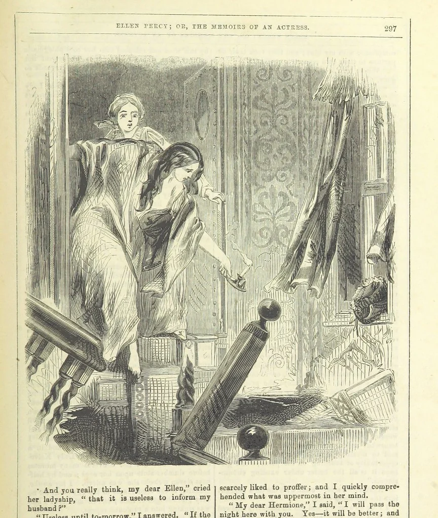 An illustration from Ellen Percy: or, the Memoirs of an Actress, 1856, leaf 311