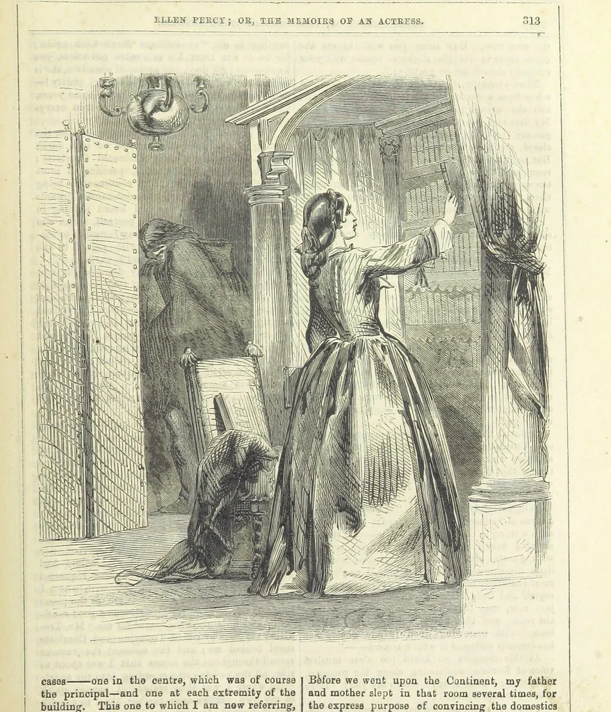 An illustration from Ellen Percy: or, the Memoirs of an Actress, 1856, leaf 327