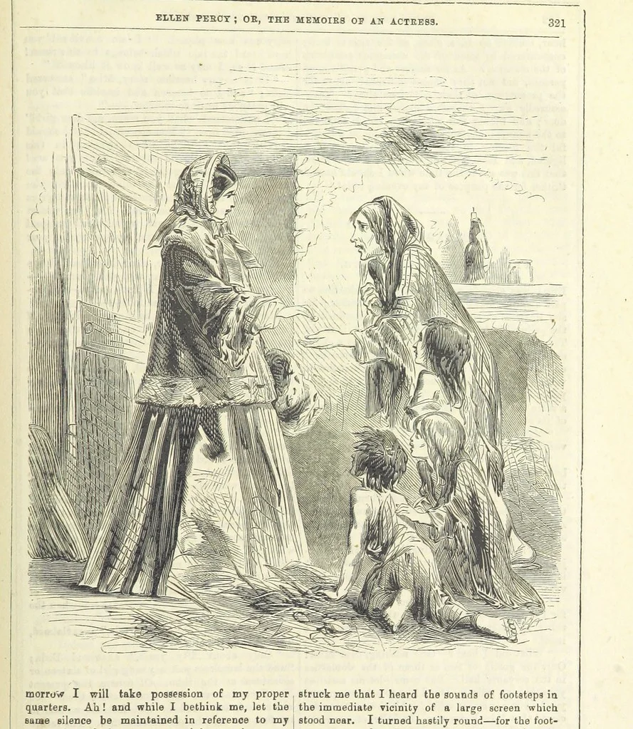 An illustration from Ellen Percy: or, the Memoirs of an Actress, 1856, leaf 335