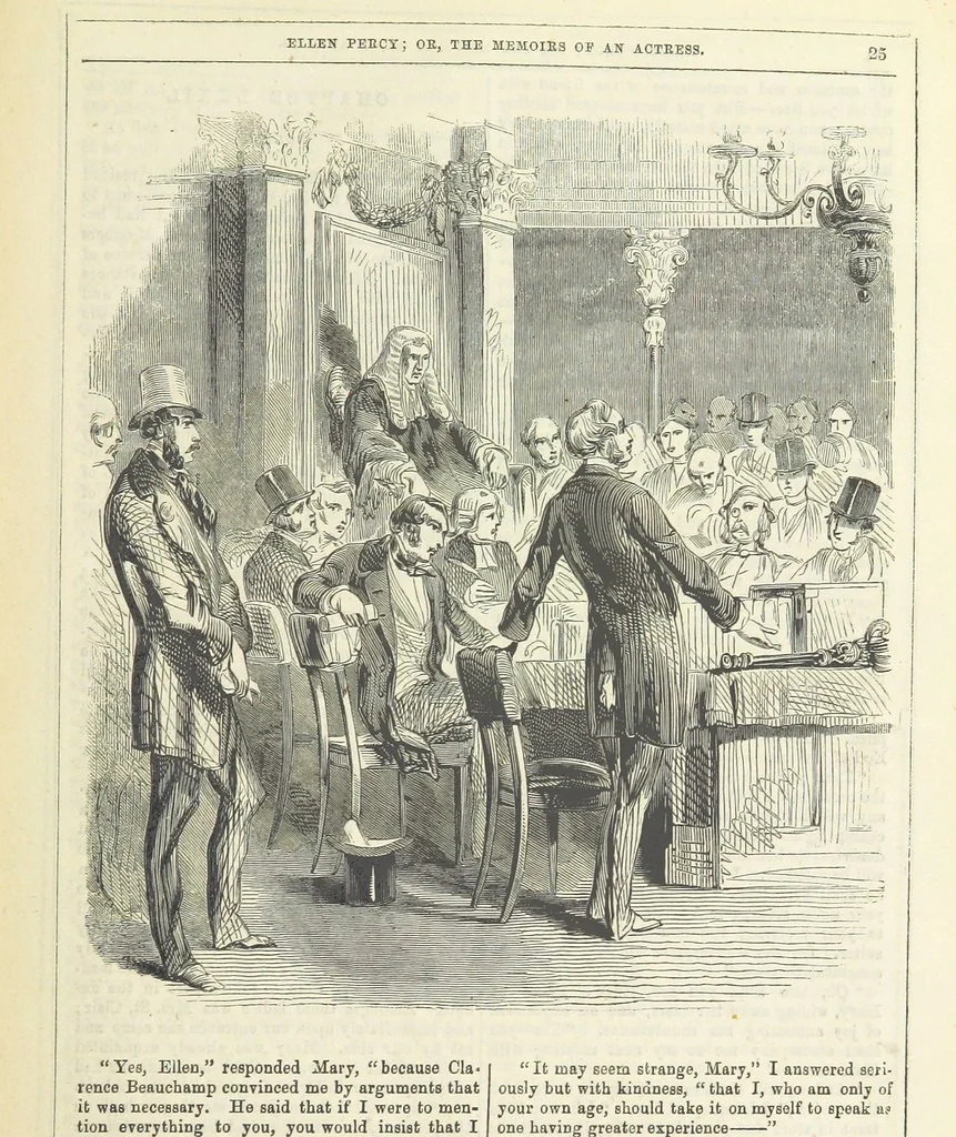 An illustration from Ellen Percy: or, the Memoirs of an Actress, 1856, leaf 39