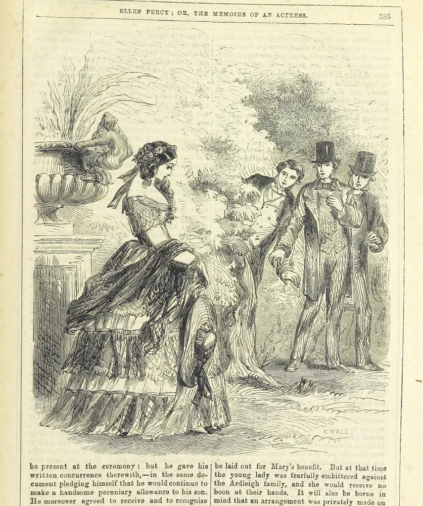 An illustration from Ellen Percy: or, the Memoirs of an Actress, 1856, leaf 399