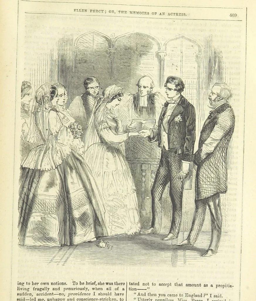 An illustration from Ellen Percy: or, the Memoirs of an Actress, 1856, leaf 423