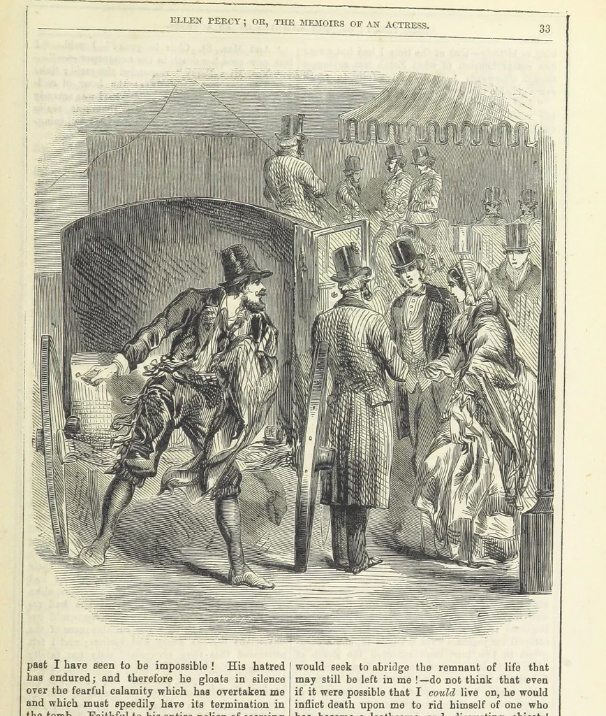 An illustration from Ellen Percy: or, the Memoirs of an Actress, 1856, leaf 47