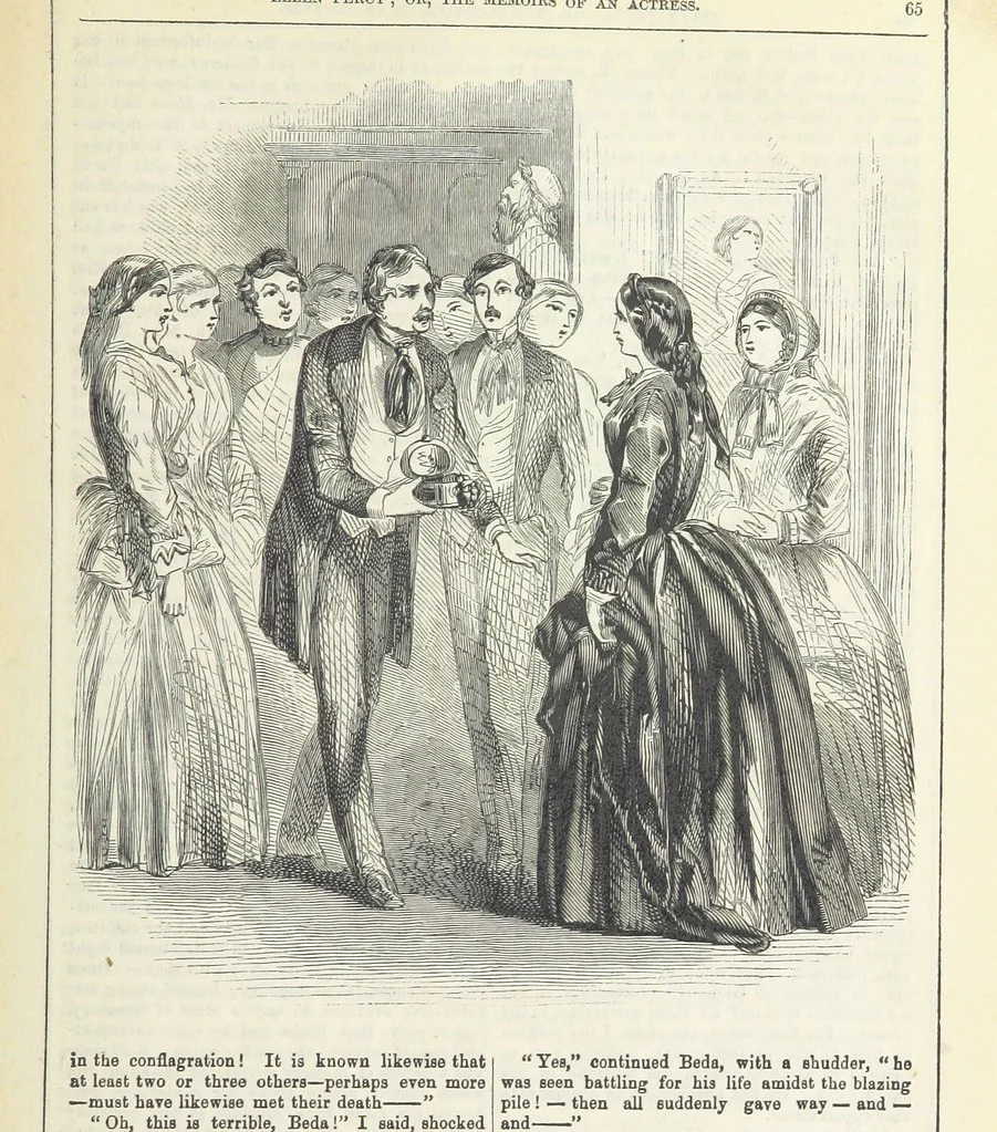 An illustration from Ellen Percy: or, the Memoirs of an Actress, 1856, leaf 79