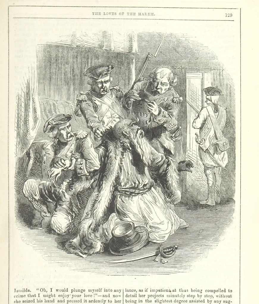 An illustration from The Loves of the Harem: a tale of Constantinople, 1855, leaf 143