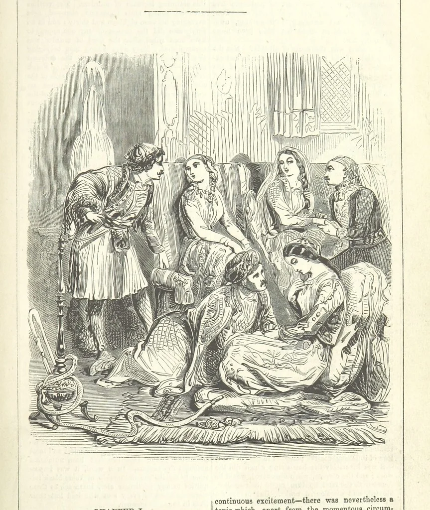 An illustration from The Loves of the Harem: a tale of Constantinople, 1855, leaf 15