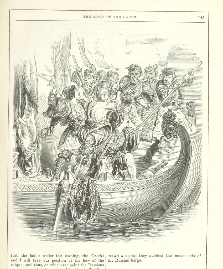 An illustration from The Loves of the Harem: a tale of Constantinople, 1855, leaf 159