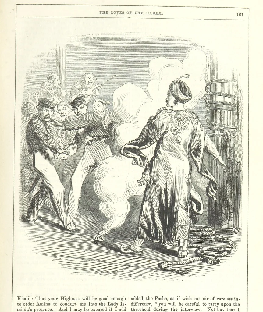 An illustration from The Loves of the Harem: a tale of Constantinople, 1855, leaf 175