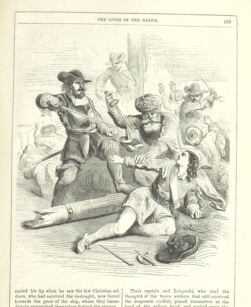 An illustration from The Loves of the Harem: a tale of Constantinople, 1855, leaf 183
