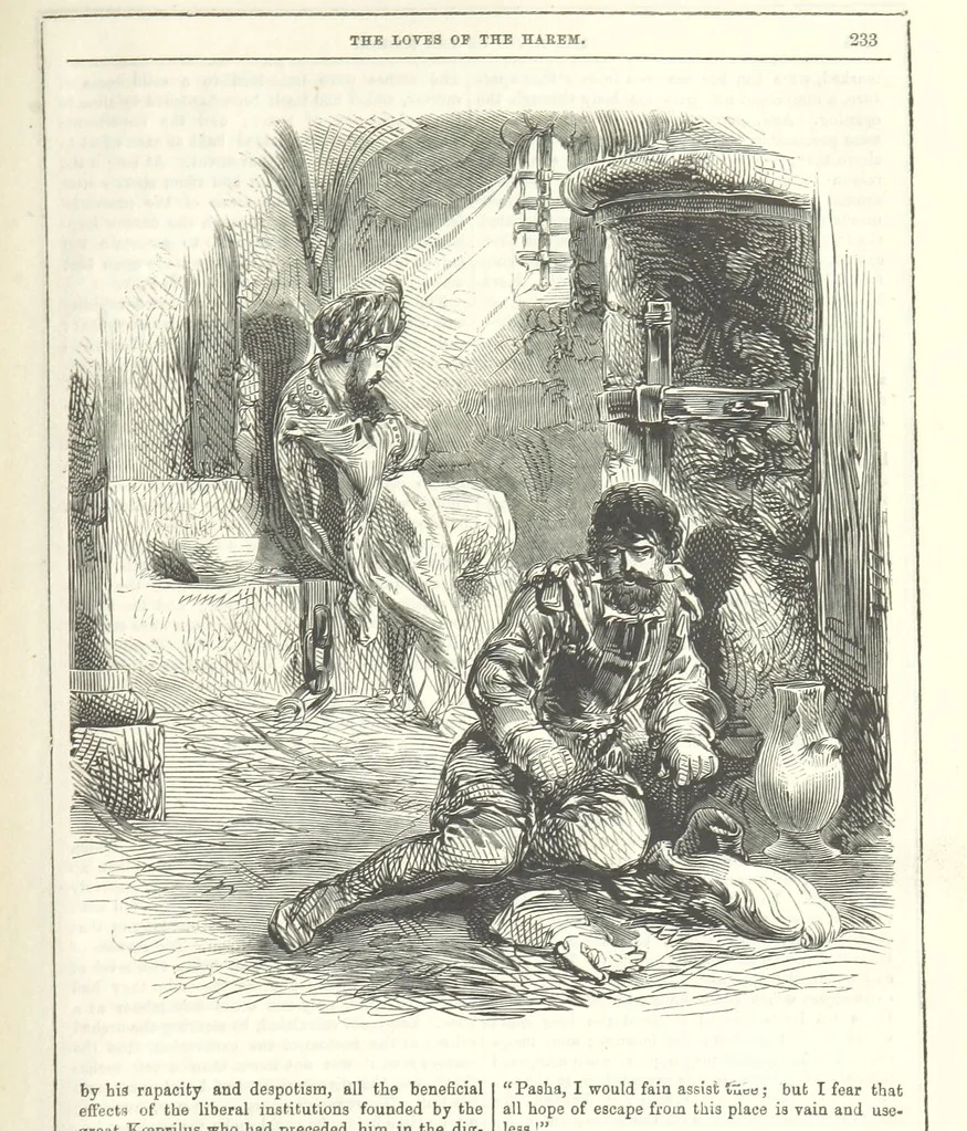 An illustration from The Loves of the Harem: a tale of Constantinople, 1855, leaf 247