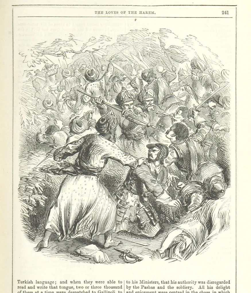 An illustration from The Loves of the Harem: a tale of Constantinople, 1855, leaf 255