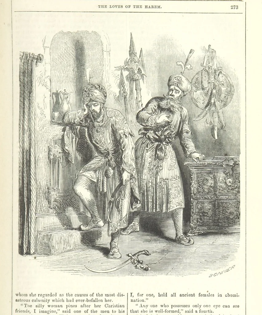 An illustration from The Loves of the Harem: a tale of Constantinople, 1855, leaf 287