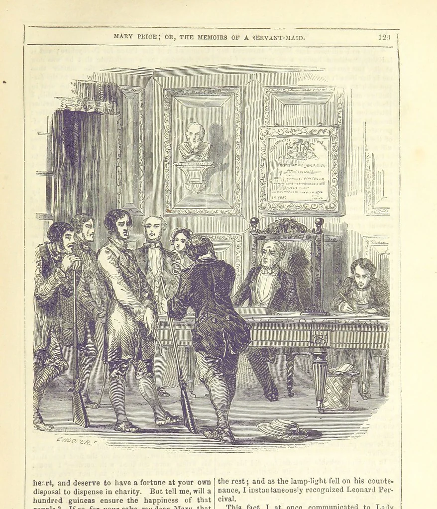 An illustration from Mary Price; or, the Memoirs of a servant-maid ... Illustrated with fifty-two engravings by F. Gilbert, 1852, leaf 141