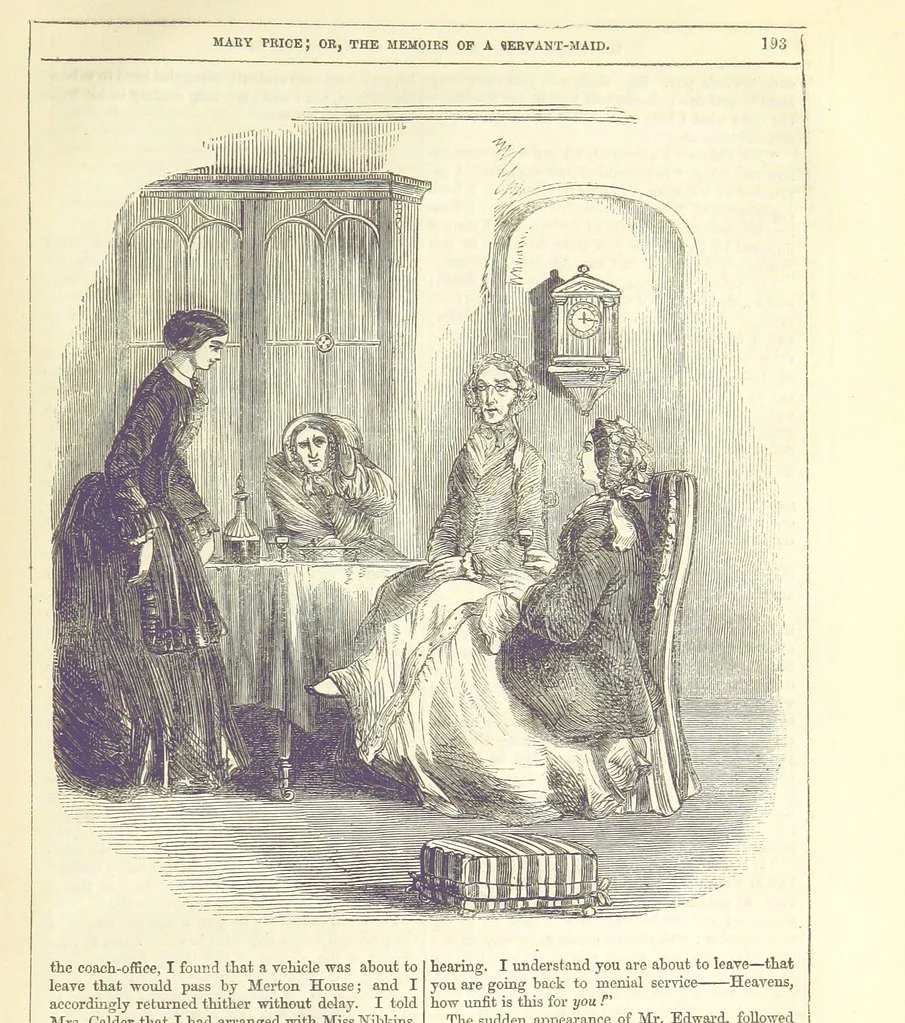 An illustration from Mary Price; or, the Memoirs of a servant-maid ... Illustrated with fifty-two engravings by F. Gilbert, 1852, leaf 205