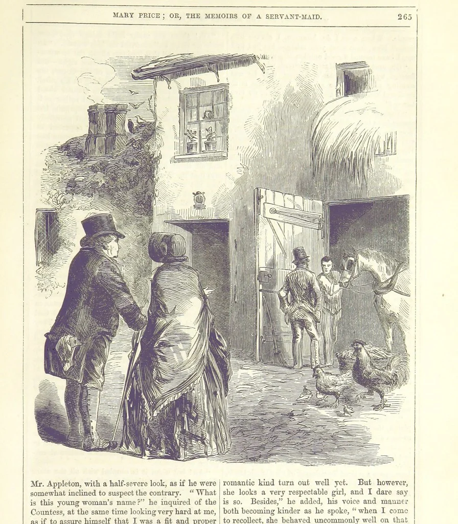 An illustration from Mary Price; or, the Memoirs of a servant-maid ... Illustrated with fifty-two engravings by F. Gilbert, 1852, leaf 277