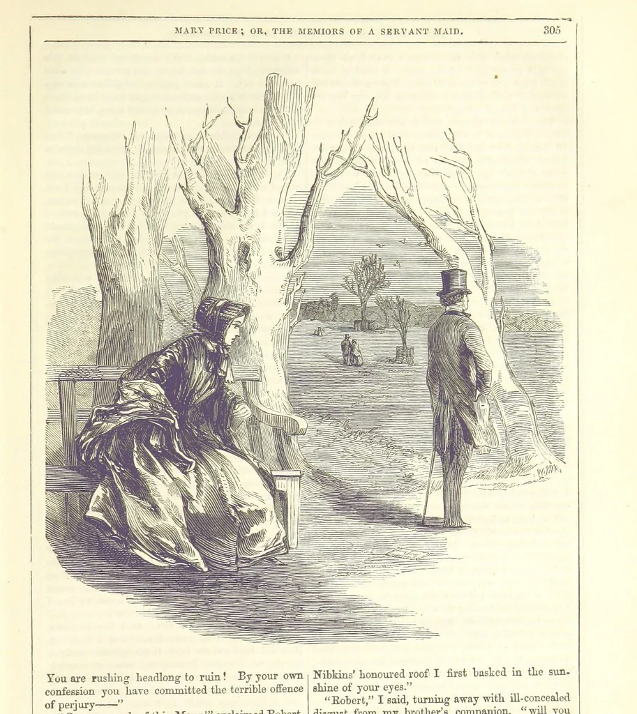 An illustration from Mary Price; or, the Memoirs of a servant-maid ... Illustrated with fifty-two engravings by F. Gilbert, 1852, leaf 317
