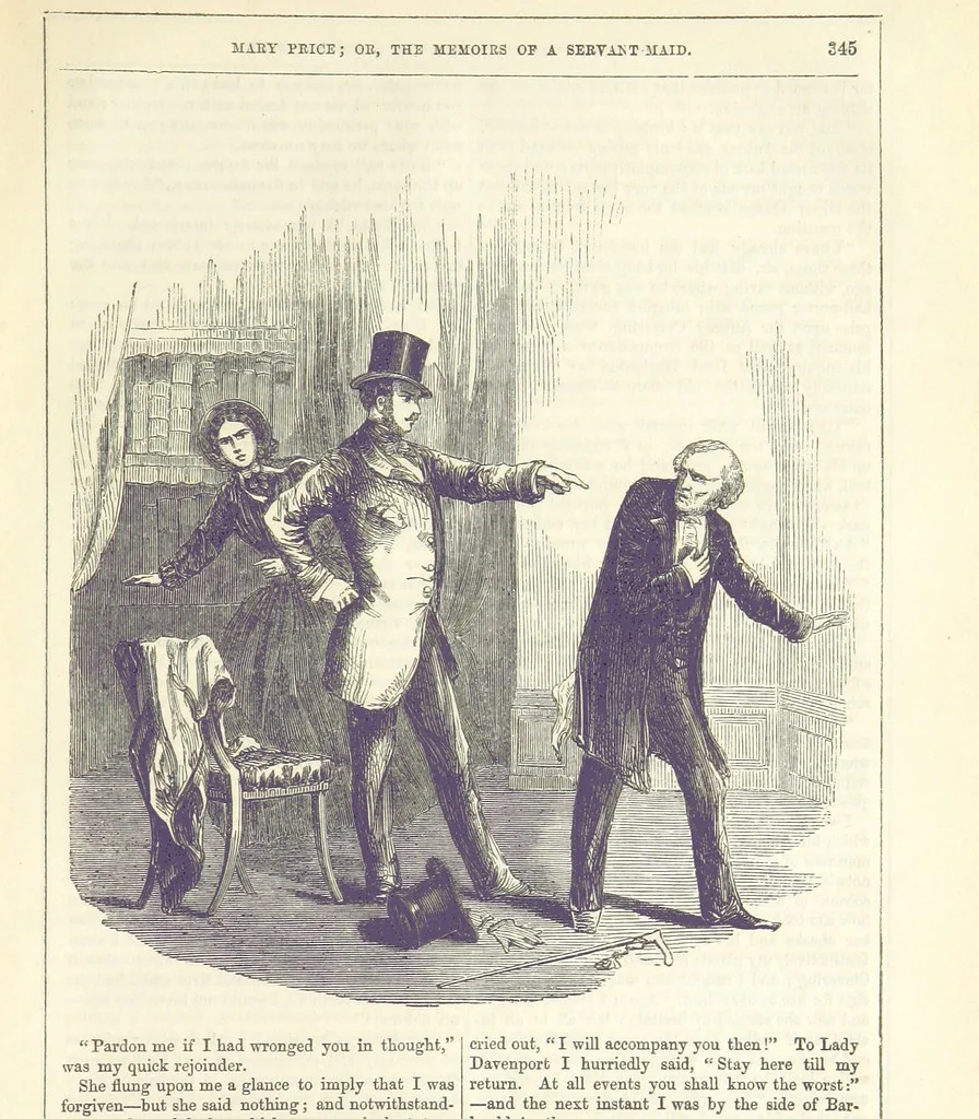 An illustration from Mary Price; or, the Memoirs of a servant-maid ... Illustrated with fifty-two engravings by F. Gilbert, 1852, leaf 357