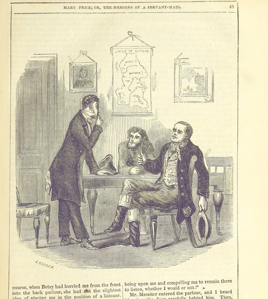 An illustration from Mary Price; or, the Memoirs of a servant-maid ... Illustrated with fifty-two engravings by F. Gilbert, 1852, leaf 61