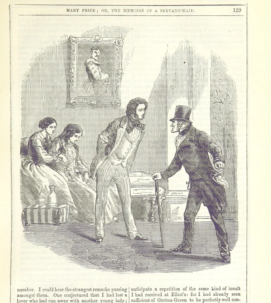 An illustration from Mary Price; or, the Memoirs of a servant-maid ... Illustrated with fifty-two engravings by F. Gilbert, 1852, leaf 143