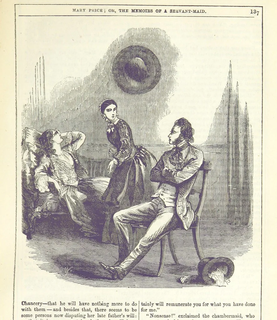 An illustration from Mary Price; or, the Memoirs of a servant-maid ... Illustrated with fifty-two engravings by F. Gilbert, 1852, leaf 151