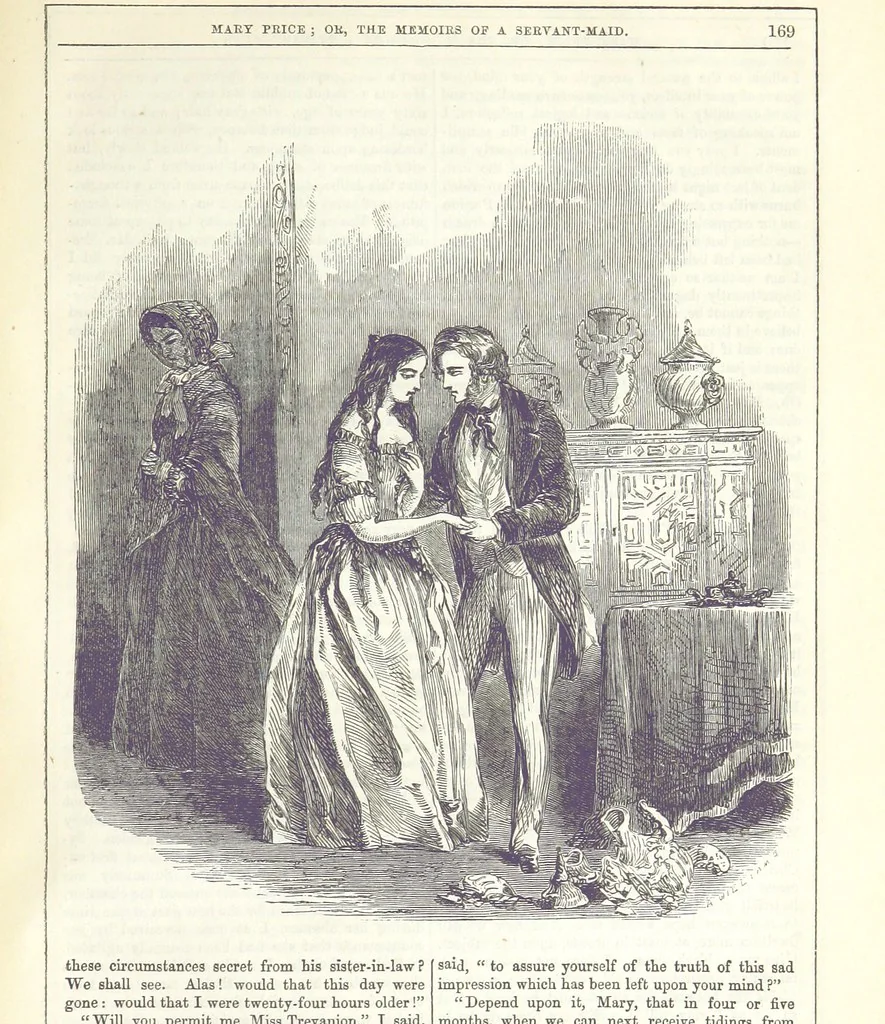 An illustration from Mary Price; or, the Memoirs of a servant-maid ... Illustrated with fifty-two engravings by F. Gilbert, 1852, leaf 183