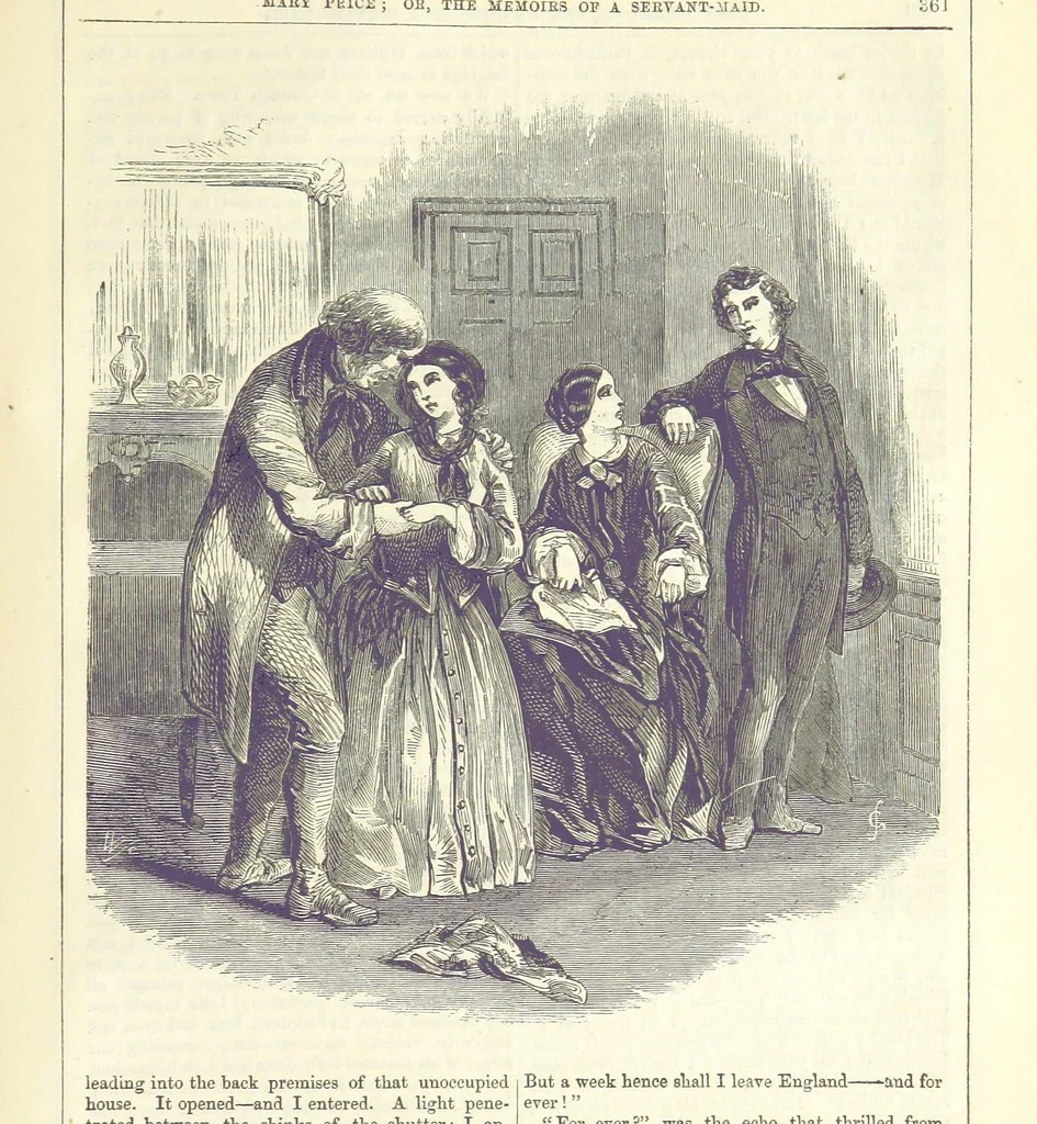 An illustration from Mary Price; or, the Memoirs of a servant-maid ... Illustrated with fifty-two engravings by F. Gilbert, 1852, leaf 375