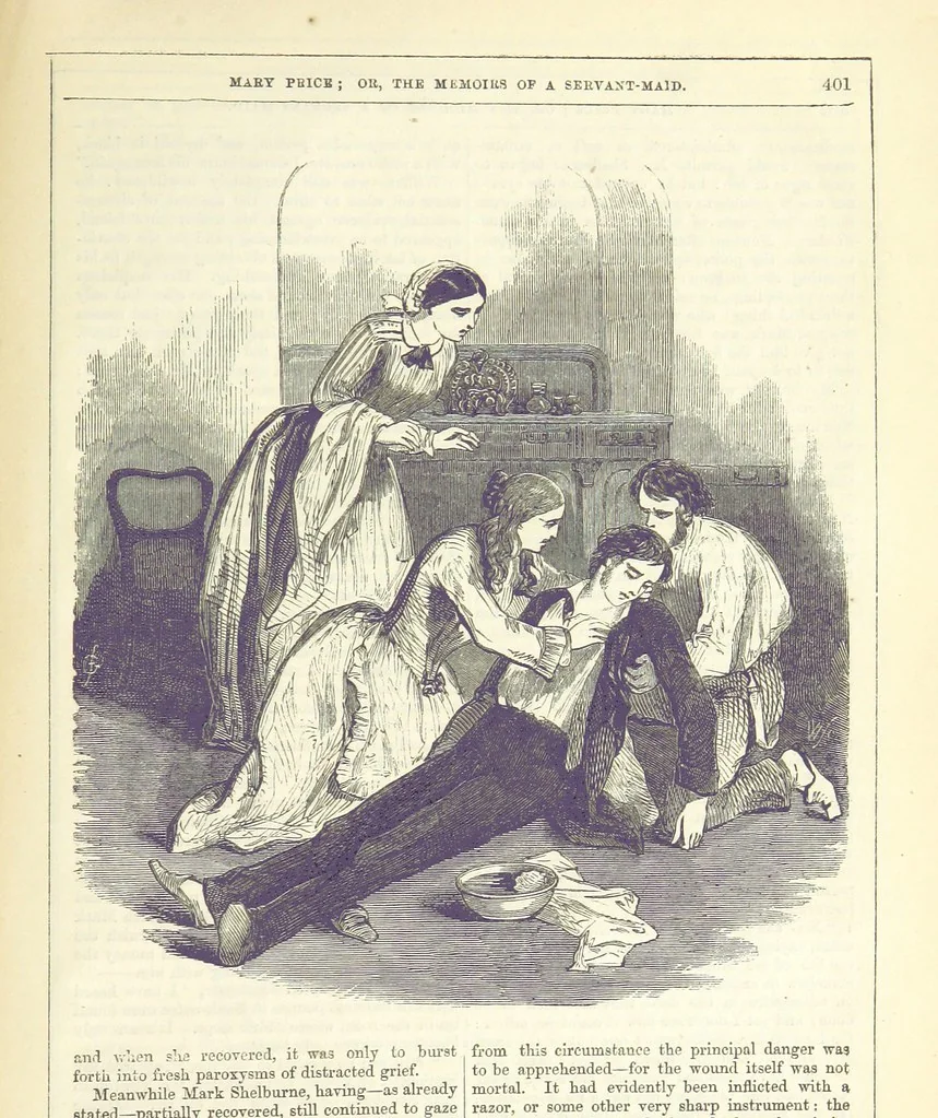 An illustration from Mary Price; or, the Memoirs of a servant-maid ... Illustrated with fifty-two engravings by F. Gilbert, 1852, leaf 415