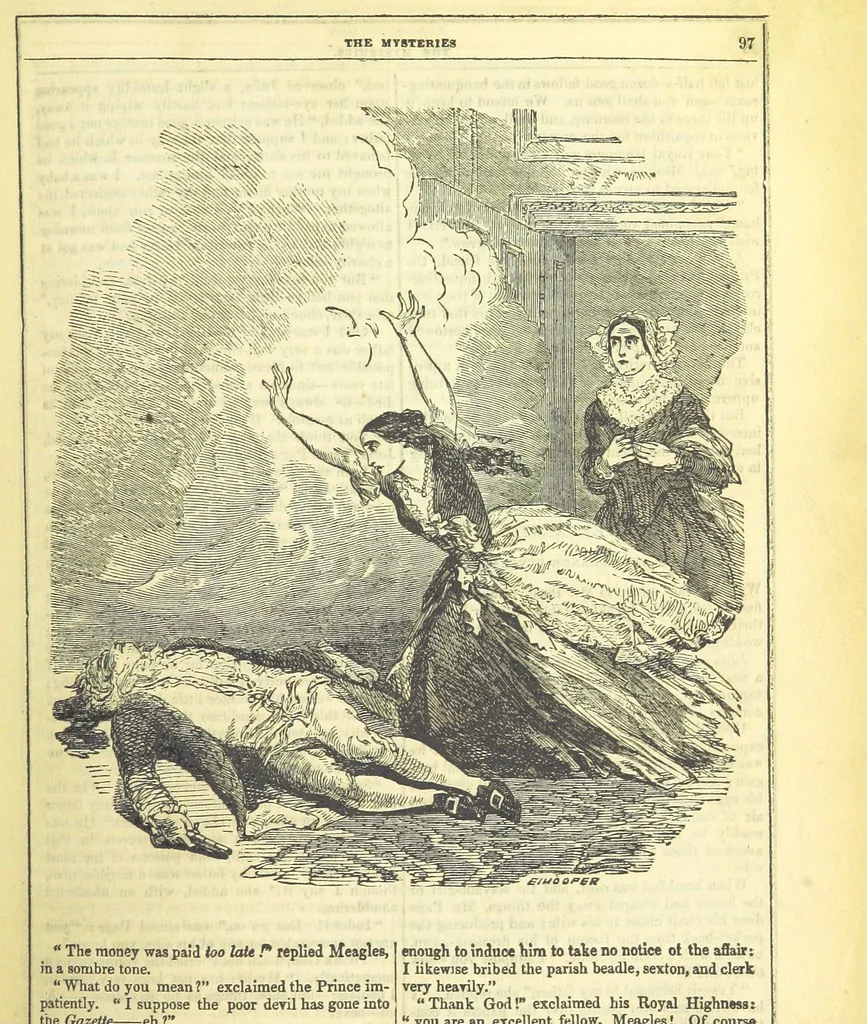 An illustration from The Mysteries of the Court of London, 1850, leaf 111