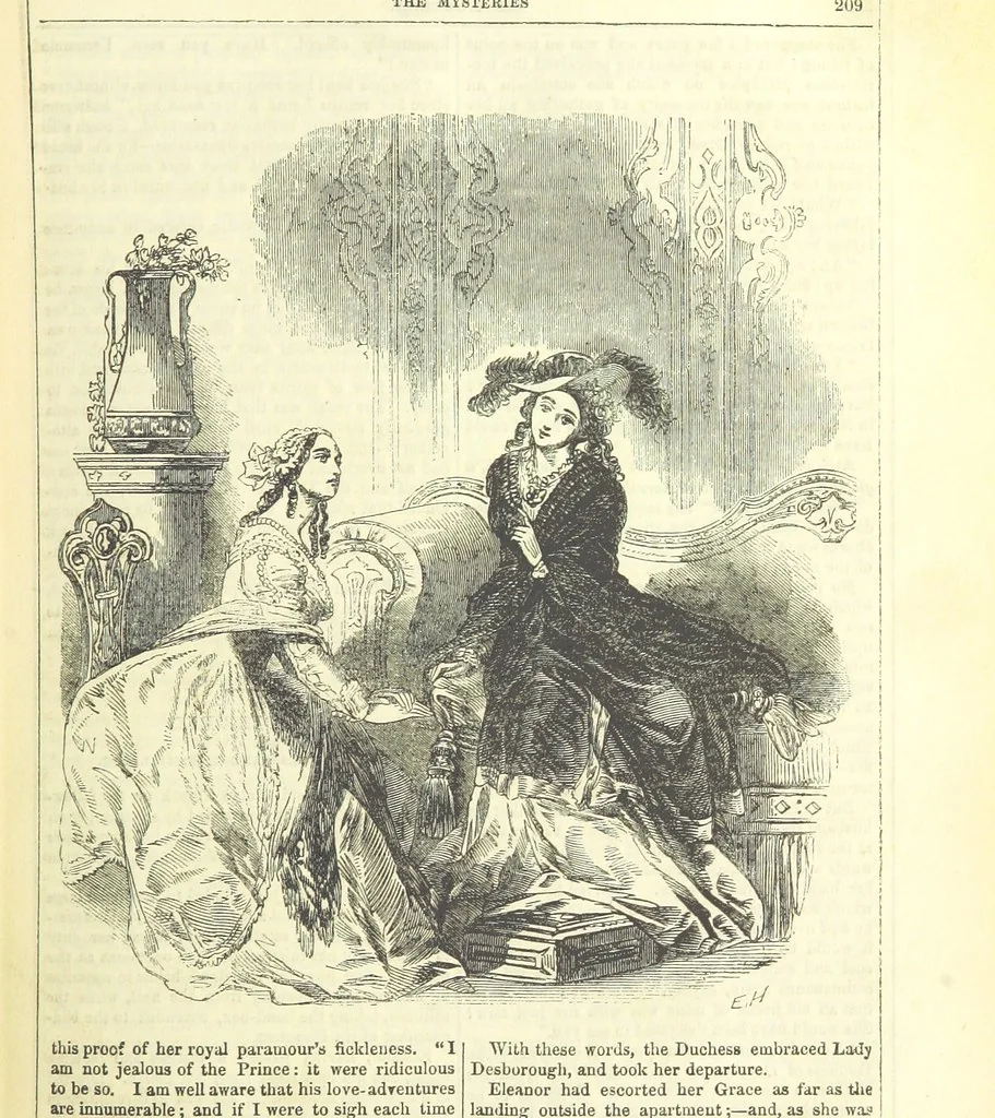 An illustration from The Mysteries of the Court of London, 1850, leaf 223
