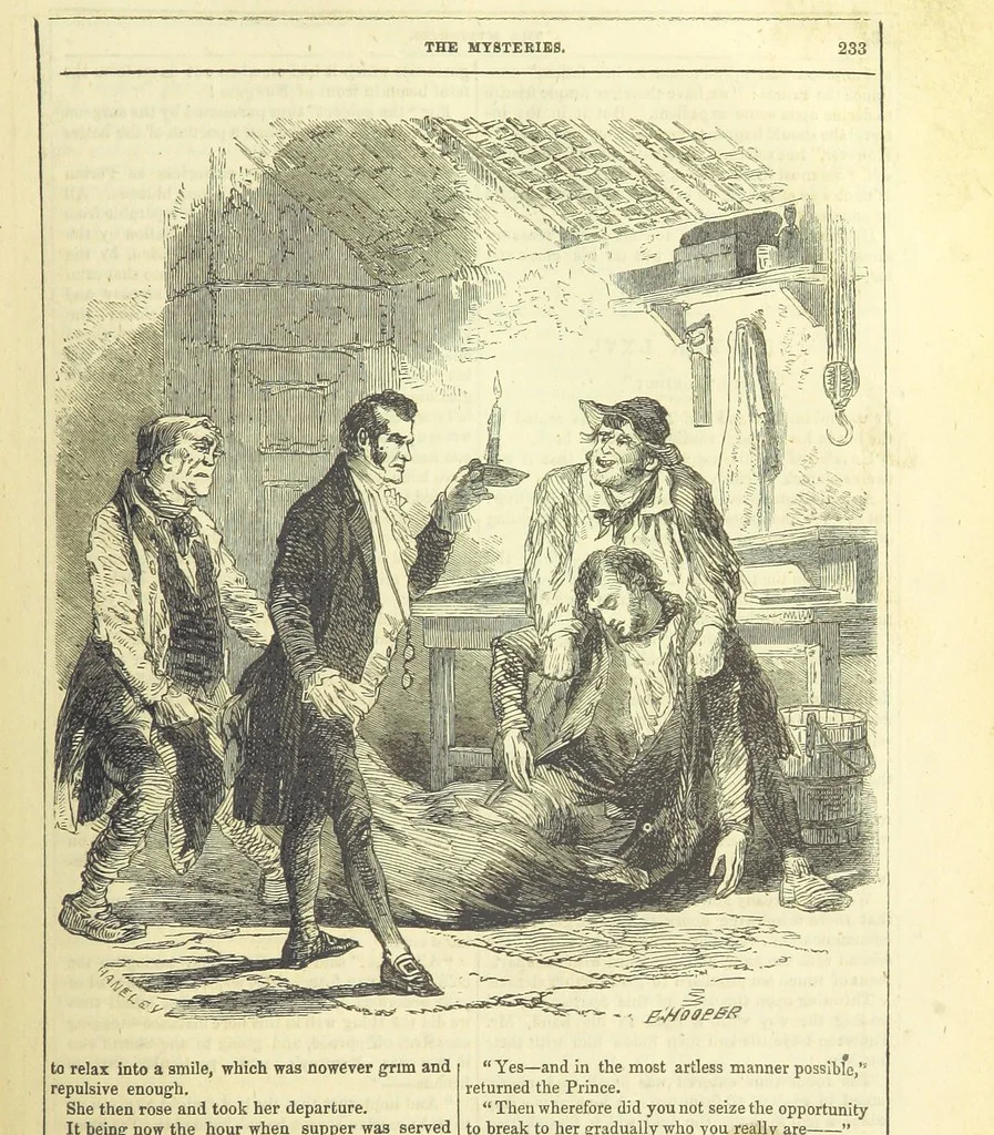 An illustration from The Mysteries of the Court of London, 1850, leaf 247