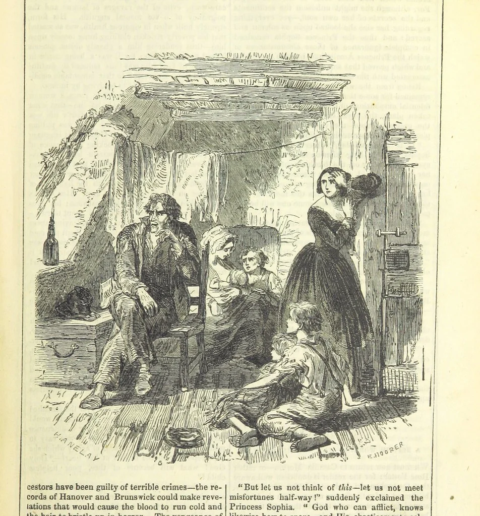 An illustration from The Mysteries of the Court of London, 1850, leaf 351