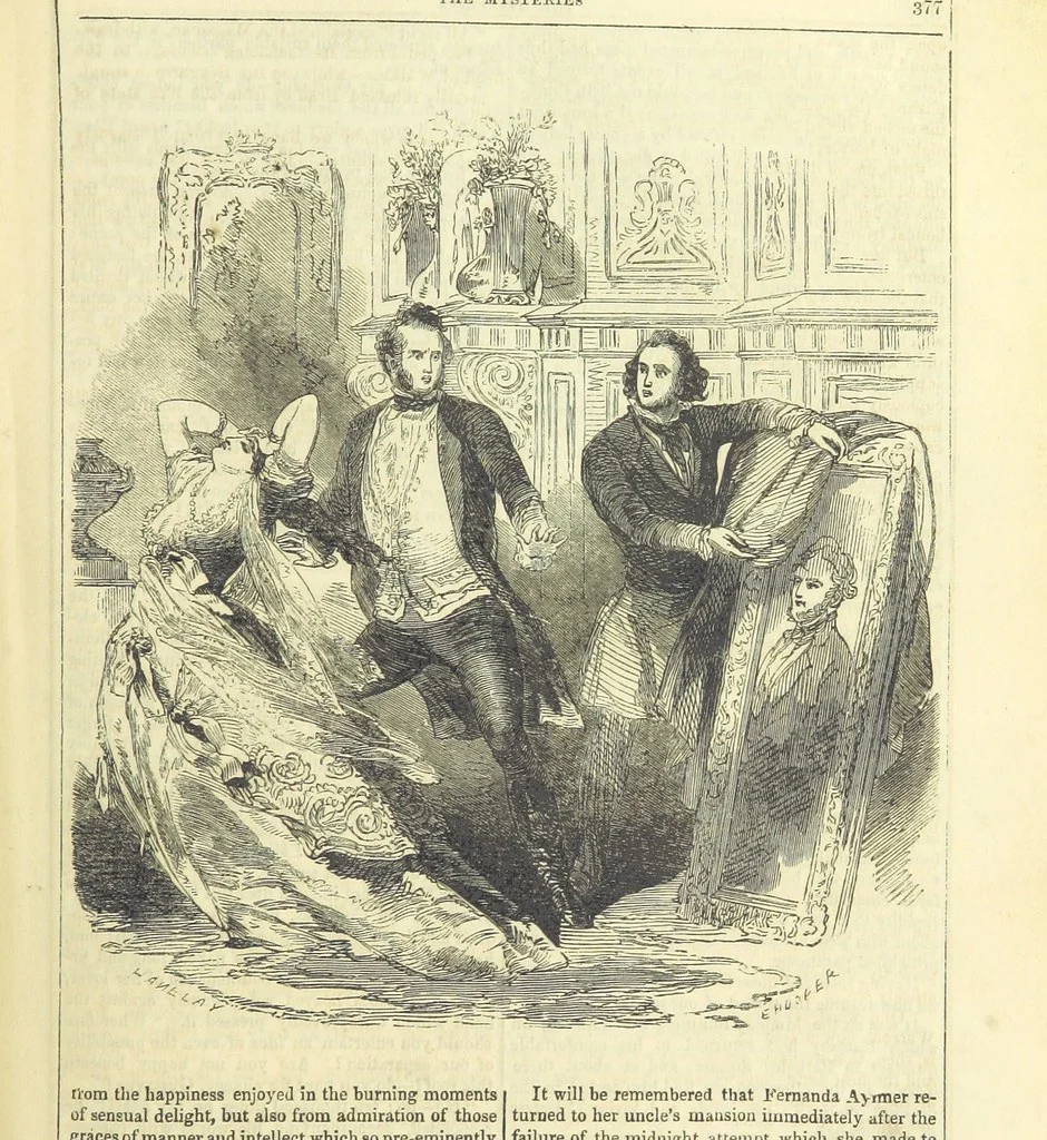 An illustration from The Mysteries of the Court of London, 1850, leaf 391