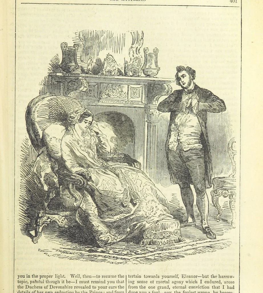 An illustration from The Mysteries of the Court of London, 1850, leaf 415
