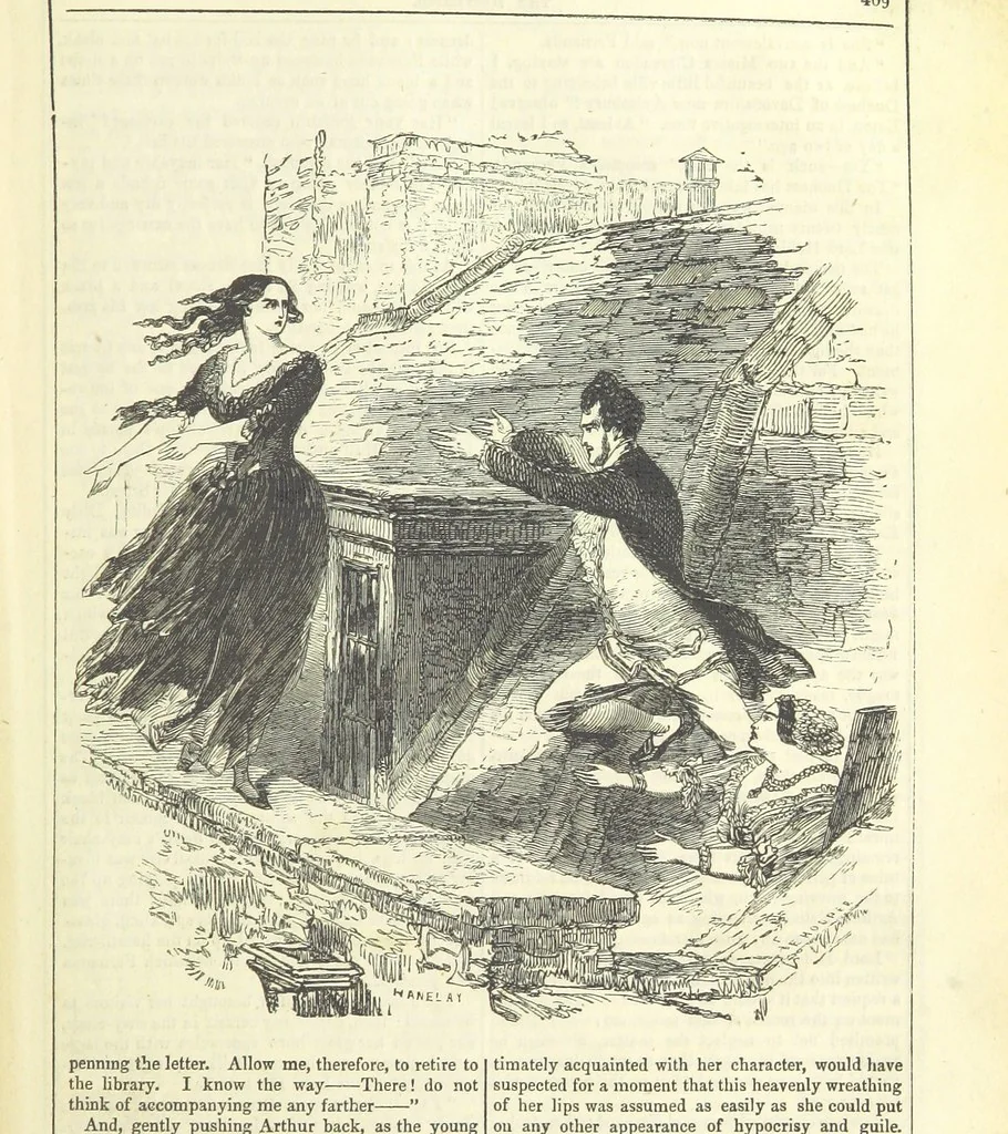 An illustration from The Mysteries of the Court of London, 1850, leaf 423
