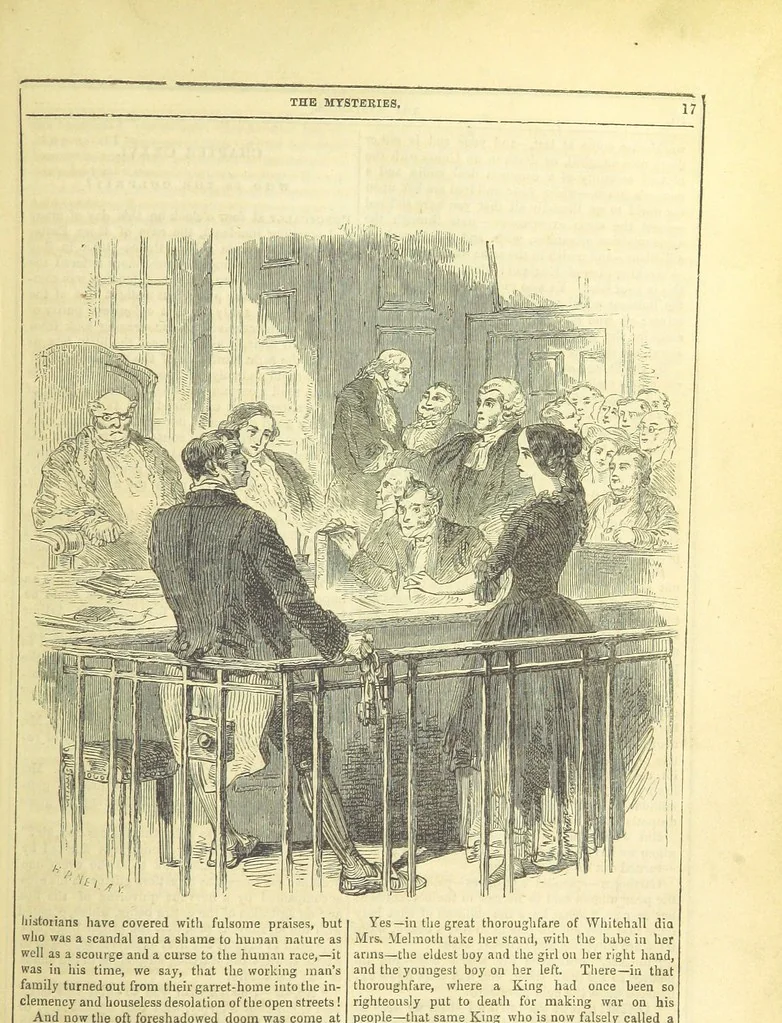 An illustration from The Mysteries of the Court of London, 1850, leaf 455