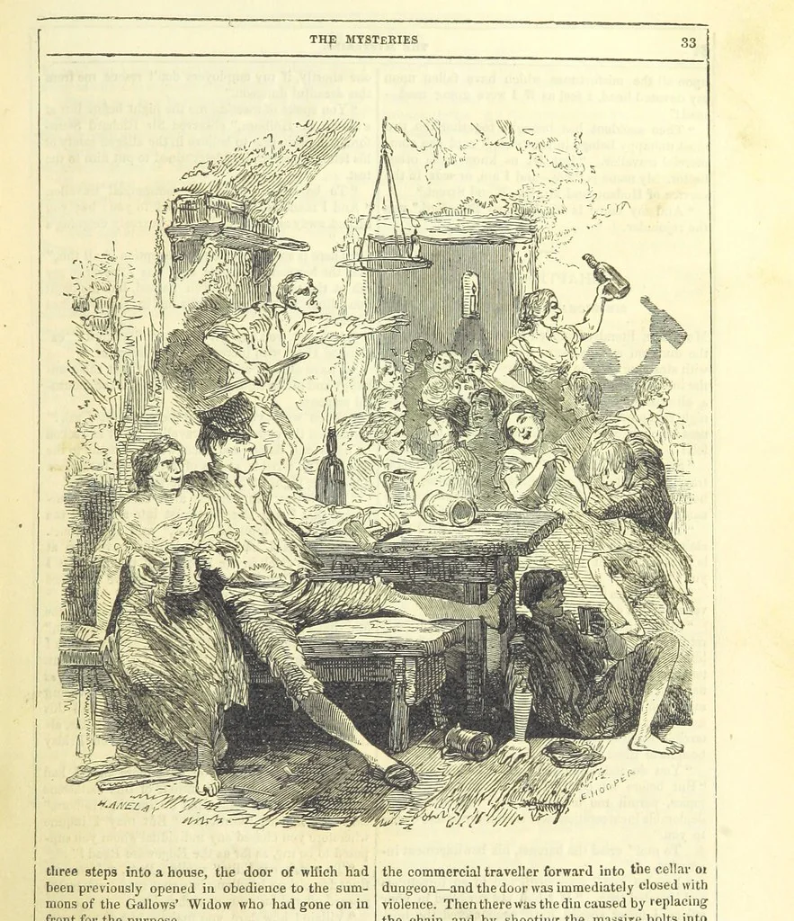 An illustration from The Mysteries of the Court of London, 1850, leaf 47