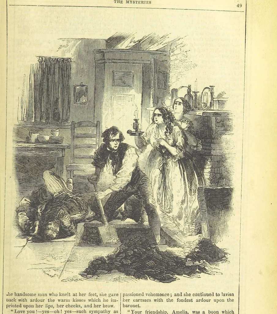 An illustration from The Mysteries of the Court of London, 1850, leaf 487