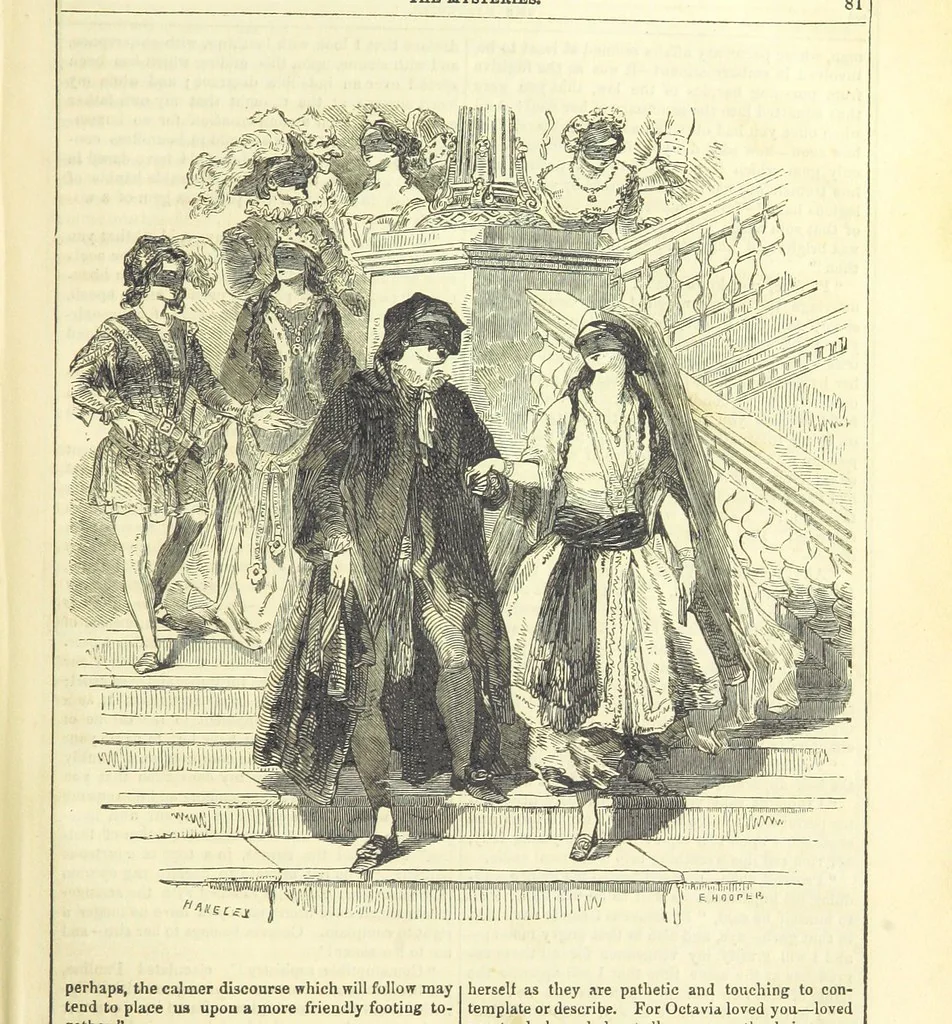 An illustration from The Mysteries of the Court of London, 1850, leaf 519