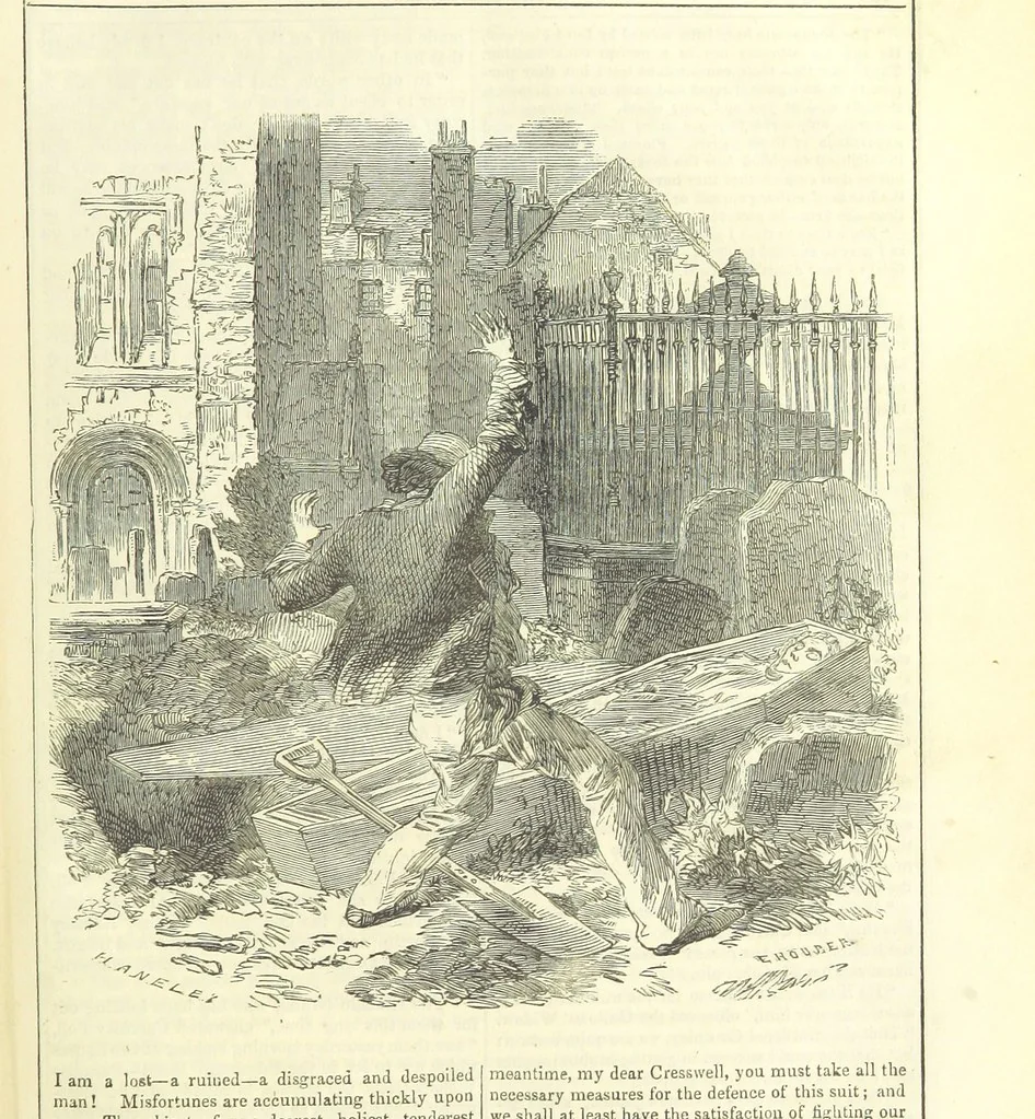 An illustration from The Mysteries of the Court of London, 1850, leaf 575