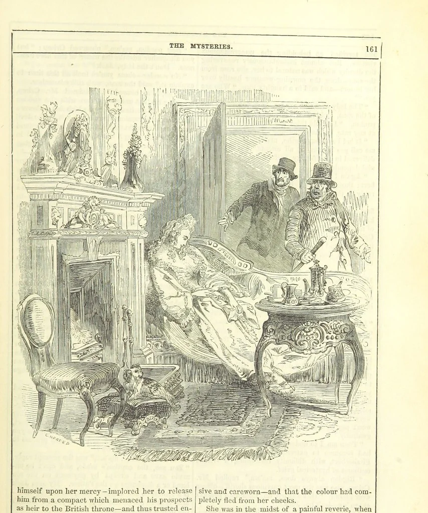 An illustration from The Mysteries of the Court of London, 1850, leaf 599