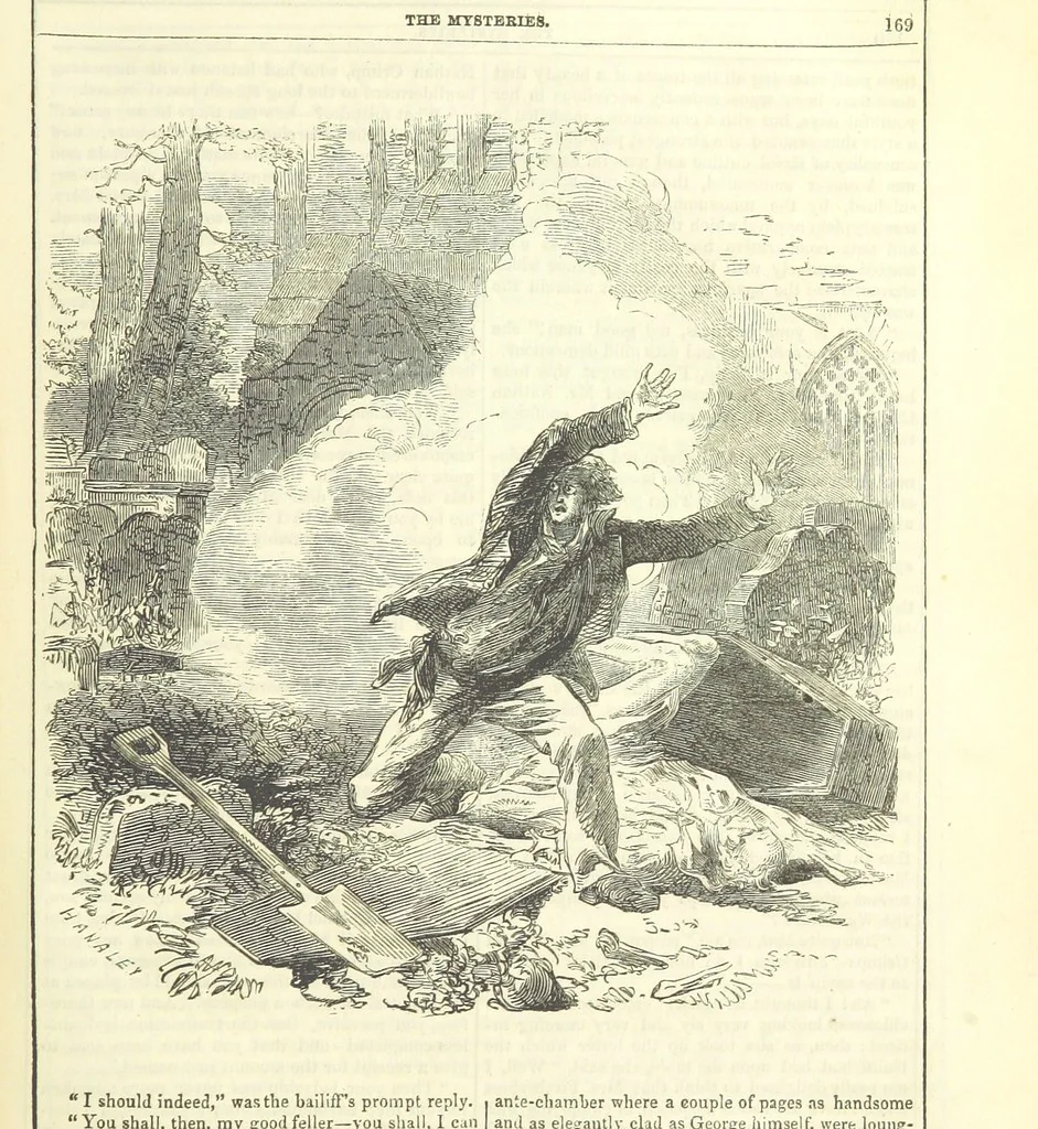 An illustration from The Mysteries of the Court of London, 1850, leaf 607