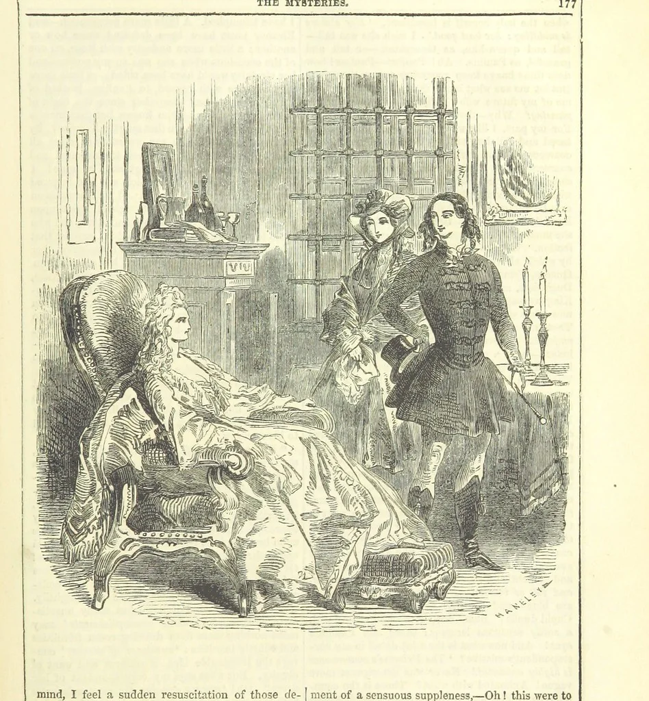 An illustration from The Mysteries of the Court of London, 1850, leaf 615