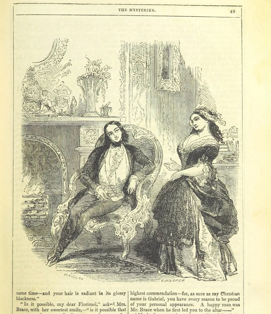 An illustration from The Mysteries of the Court of London, 1850, leaf 63