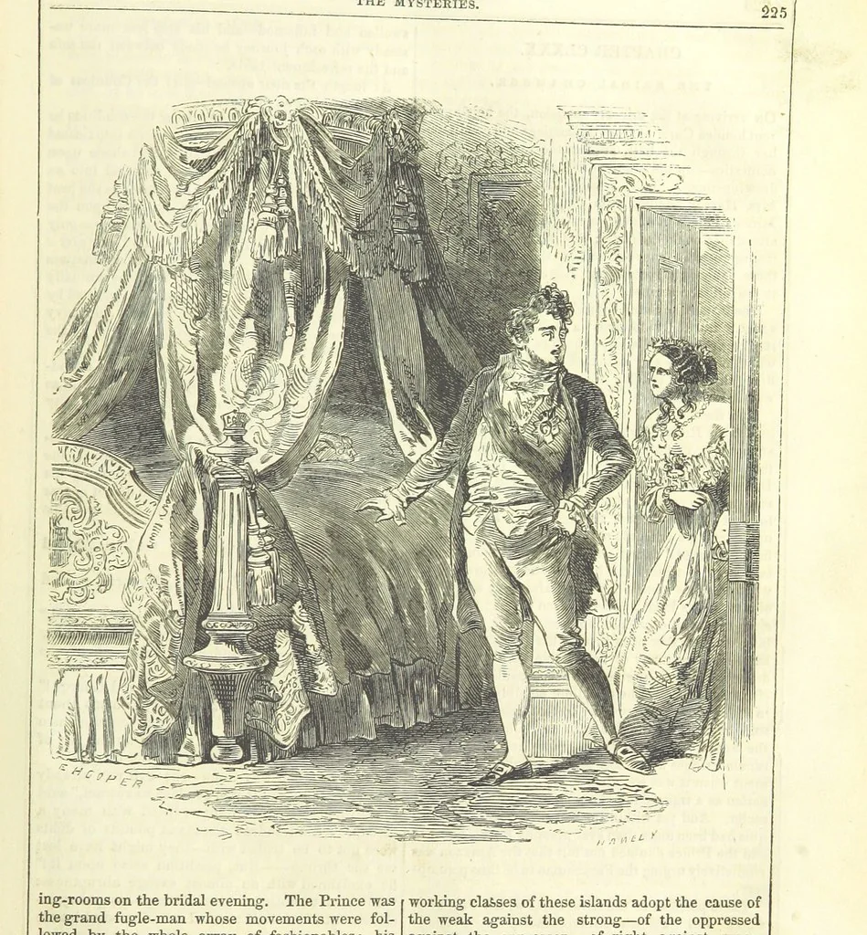 An illustration from The Mysteries of the Court of London, 1850, leaf 663