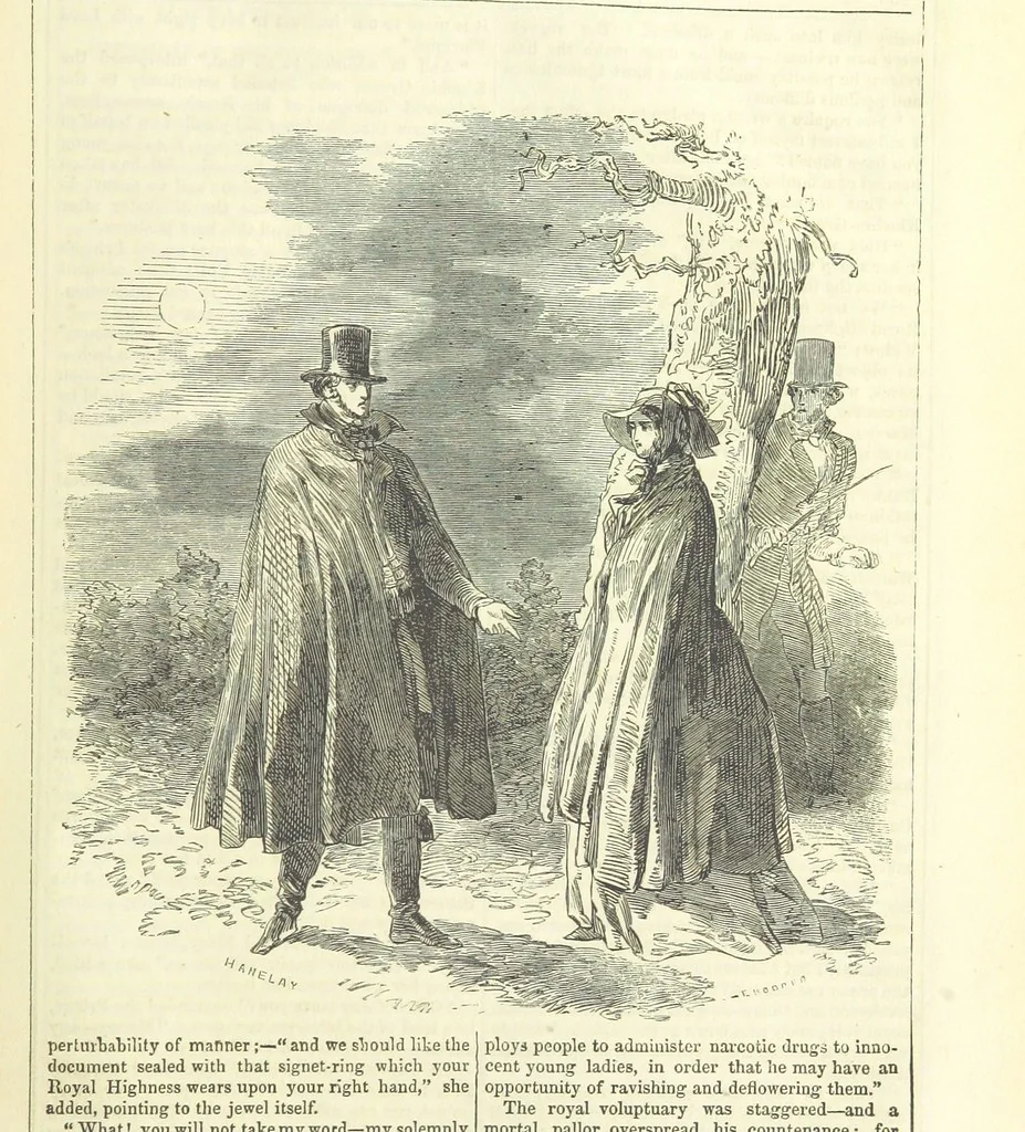 An illustration from The Mysteries of the Court of London, 1850, leaf 727