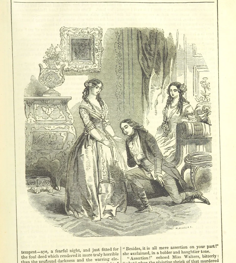 An illustration from The Mysteries of the Court of London, 1850, leaf 775